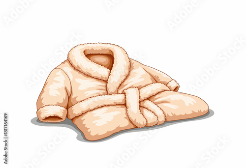 Plush Beige Robe with Soft and Cozy Texture Perfect for Relaxation and Comfort on Cold Evenings and Indoor Leisure Activities