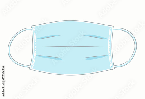 Illustration of a Light Blue Surgical Face Mask with Ear Loops Commonly Used for Protection and Hygiene in Medical and Public Settings