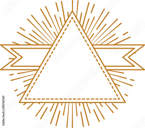 A triangle with a ribbon on top of it