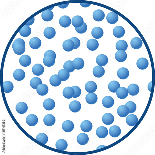 A close up of a blue sphere with many other blue spheres surrounding it