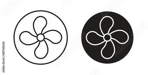 Fan icon with glyph and line. black vector icons for Web UI