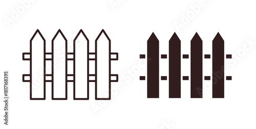 Fence icon with glyph and line. black vector icons for Web UI