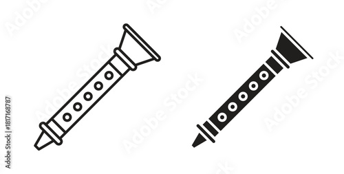 Flute icon with glyph and line. black vector icons for Web UI