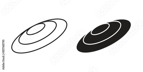 Flying disc icon with glyph and line. black vector icons for Web UI