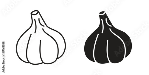 Garlic icon with glyph and line. black vector icons for Web UI