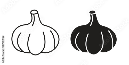 Garlic icon with glyph and line. black vector icons for Web UI
