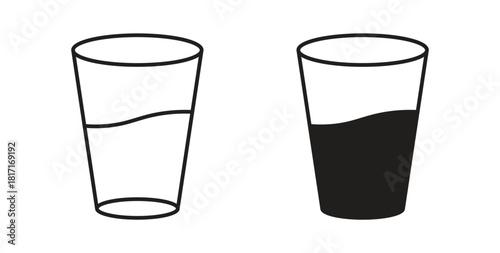Half Glass icon with glyph and line. black vector icons for Web UI