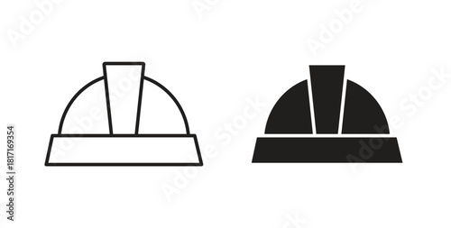 Hard hat icon with glyph and line. black vector icons for Web UI