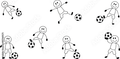 Stick Figure Soccer Players Having Fun with the Ball: A Playful Sports Scene