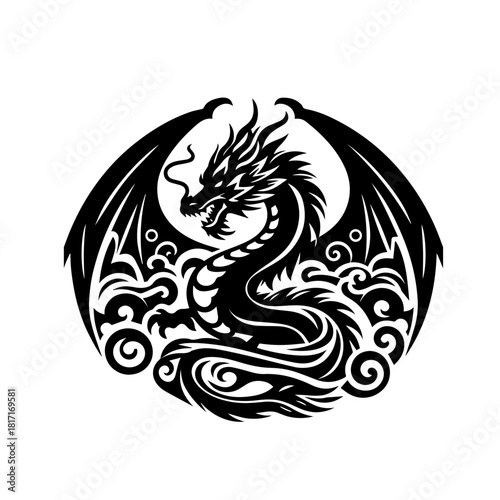 dragon on black background