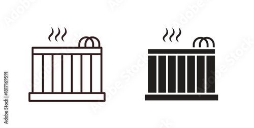 Hot tub icon with glyph and line. black vector icons for Web UI