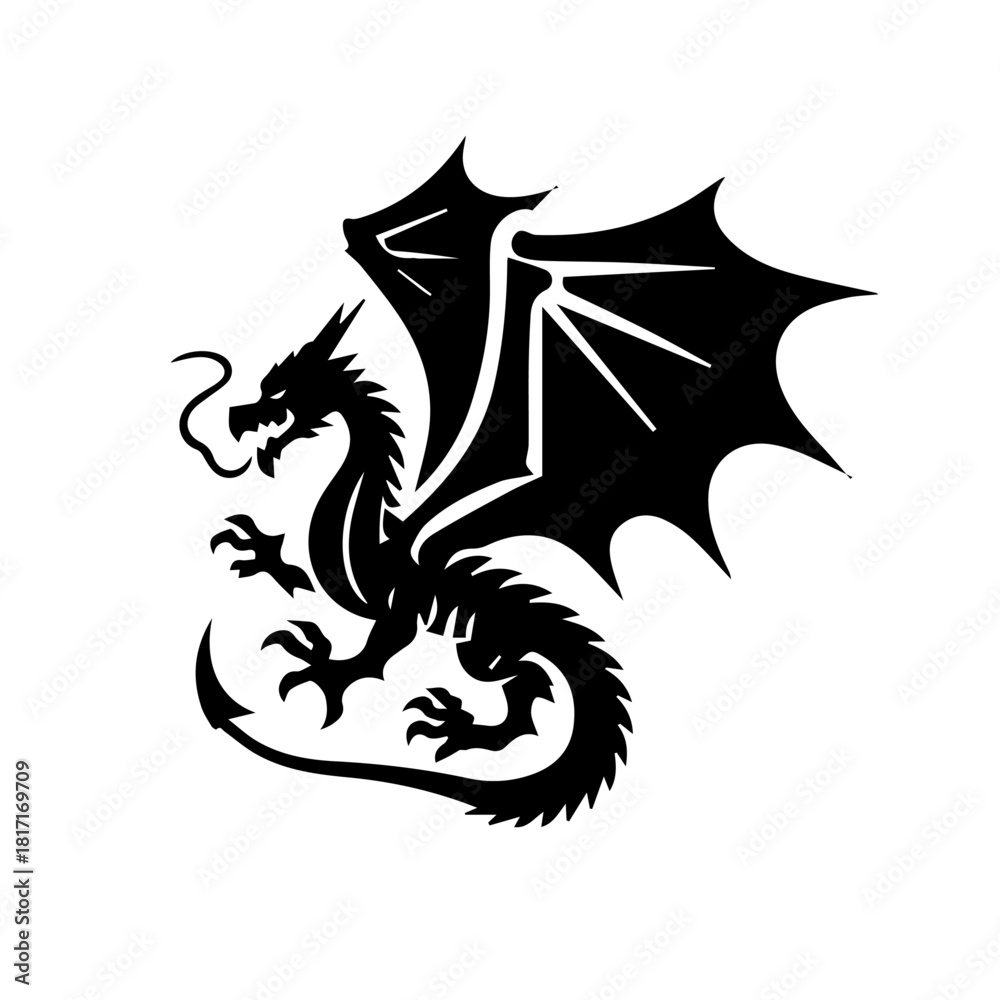 Naklejka premium dragon on black background