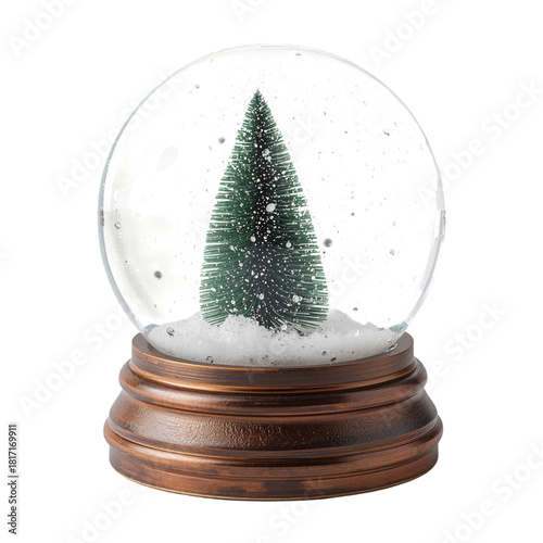 Snow Globe Featuring a Festive Character With Christmas Trees in a Cozy Winte...