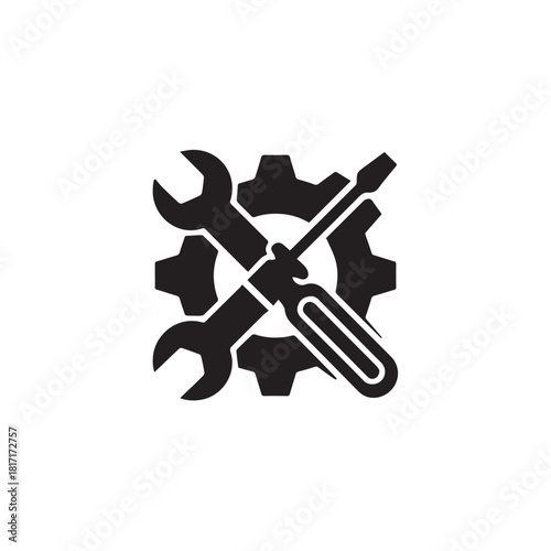 tools symbol gear wrench screwdriver settings and maintenance