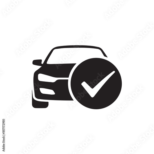 car approved badge icon front view checkmark circle symbol