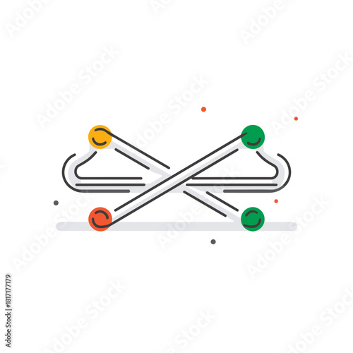 Abstract colorful illustration of crossed Finochietto retractors with circular handles