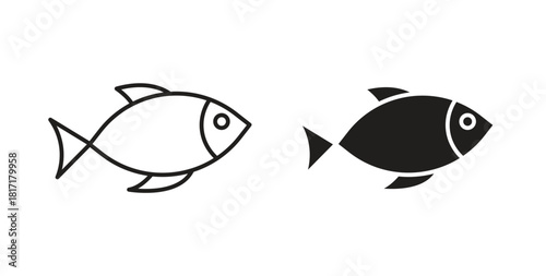 Fish icon concept set. Simple icon collection