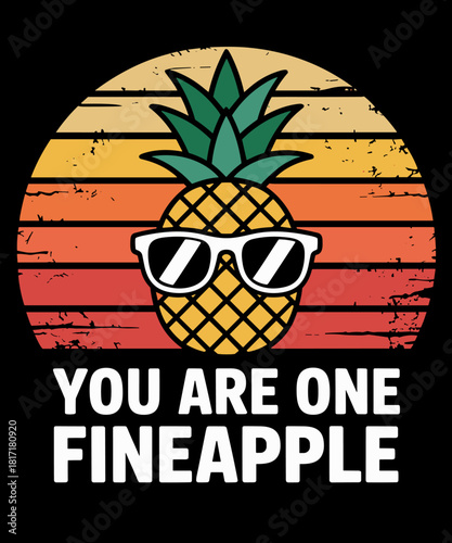 Cute Retro 90s You Are One Fineapple funny Pineapple fruit