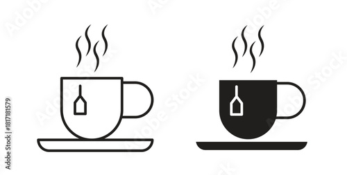 Hot tea icon concept set. Simple icon collection