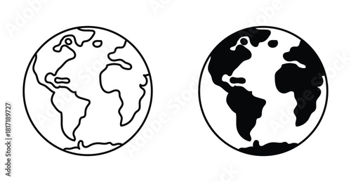 Globe icon. Line with editable stroke and flat for Web