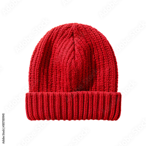Warm Red Knitted Beanie Perfect for Winter Fashion and Outdoor Activities Dur...