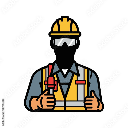 Worker wearing PPE inspecting lockout-tagout equipment before beginning hazard-free maintenance