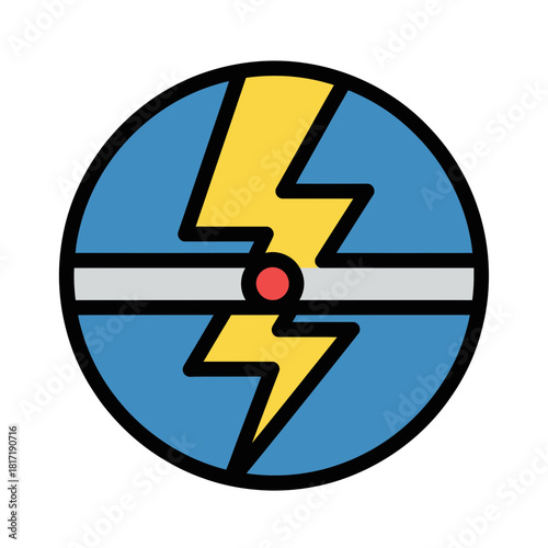 Powerful electric shock hazard icon with bright colors highlighting the importance of electrical safety compliance