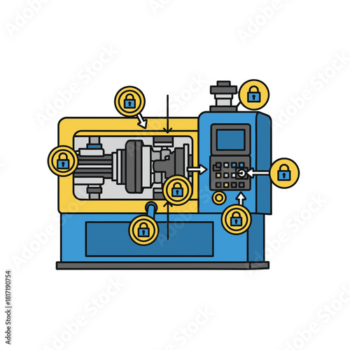 Industrial machine with multiple lockout points demonstrating proper energy isolation during servicing