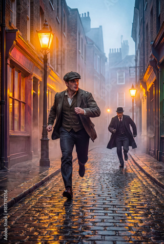 Man pursued through an alley