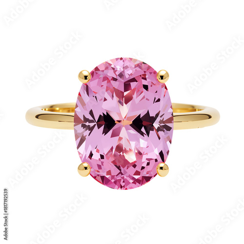 Elegant Pink Gemstone Ring With Gold Band ideal for Special Occasions or Dail...