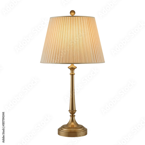 Elegant Gold Table Lamp With Pleated Shade in a Stylish Living Room Setting