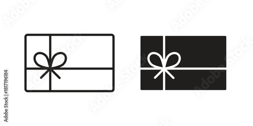Gift card icon flat and thin stroke vector pack. Editable icons set