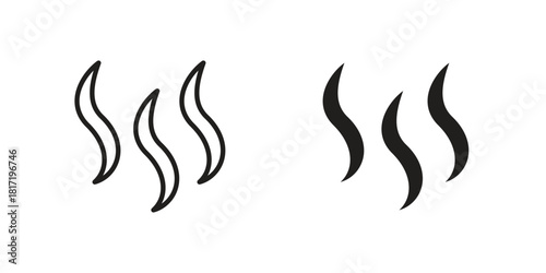 Heat icon flat and thin stroke vector pack. Editable icons set