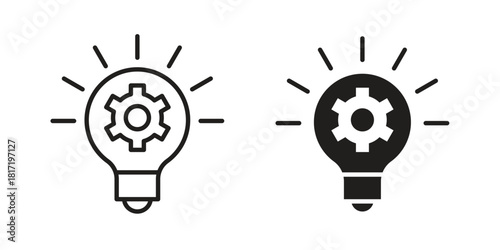 Innovation icon flat and thin stroke vector pack. Editable icons set