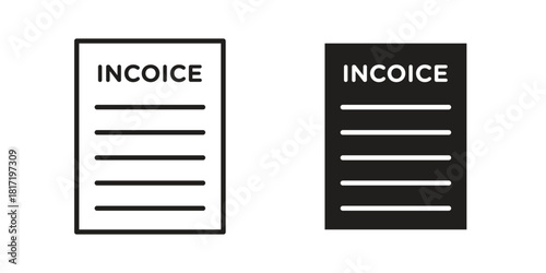 Invoice payment icon flat and thin stroke vector pack. Editable icons set