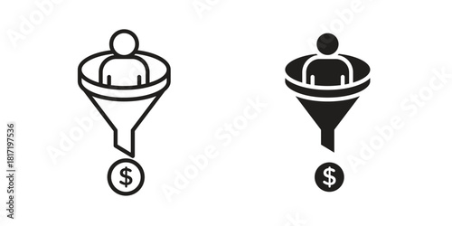 Lead conversion icon flat and thin stroke vector pack. Editable icons set