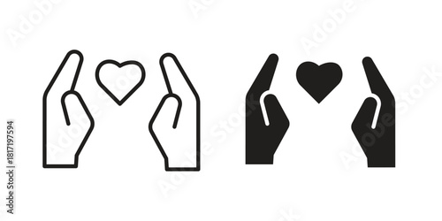 Life insurance icon flat and thin stroke vector pack. Editable icons set