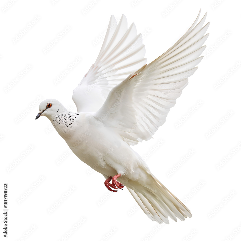 Fototapeta premium White Dove Flying Gracefully in Clear Sky During Daytime