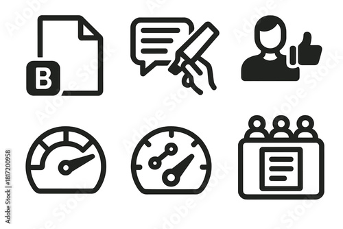 Crowdsourced Scriptwriting Icons. Line style icons of Crowdsourced Scriptwriting: beta draft label, collaborative highlight icon,