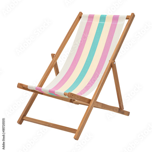 Comfortable Deck Chair With Pink and White Stripes for Relaxing Outdoors in S...