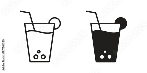 Drink icon set. Outline symbol editable.