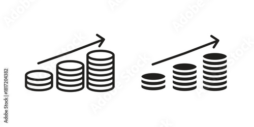 Earning icon set. Outline symbol editable.