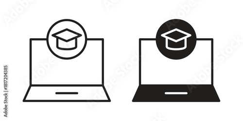 E learning icon set. Outline symbol editable.