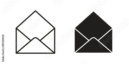 Envelope open icon set. Outline symbol editable.