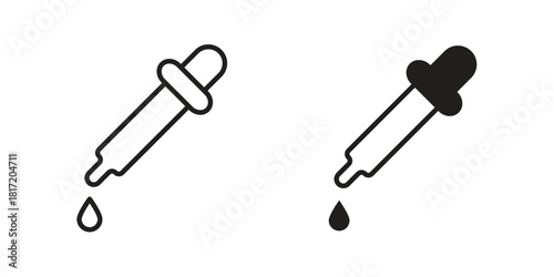 Eye dropper icon set. Outline symbol editable.