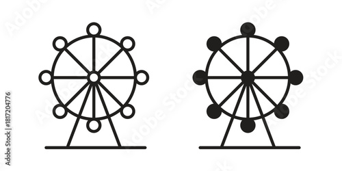 Ferris wheel icon set. Outline symbol editable.