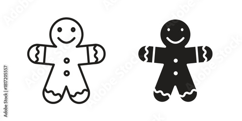 Gingerbread man icon set. Outline symbol editable.