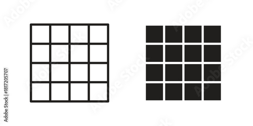 Grid icon set. Outline symbol editable.