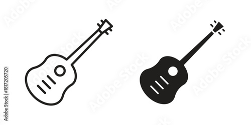 Guitar icon set. Outline symbol editable.