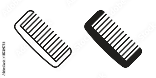 Hair brush icon set. Outline symbol editable.
